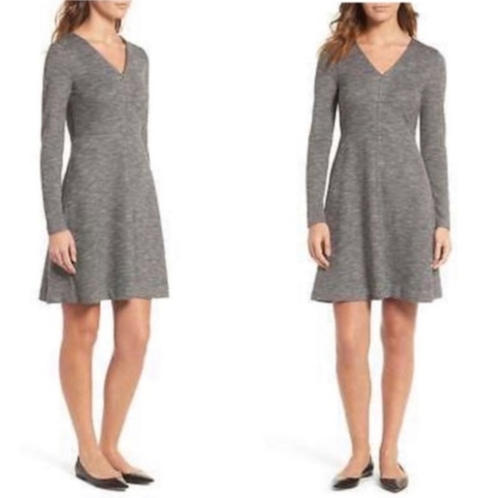 MADEWELL VNECK BRIDGEWALK GRAY HEATHER ALINE DRESS 0